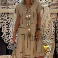 【50% OFF】【S-5XL】Haljina od pamuka i lana s V-izrezom i printom